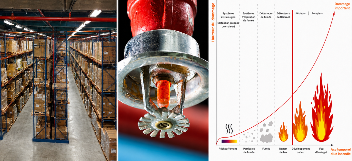 Entrepôts ICPE 1510 : étude d’un sprinkler assurant la détection incendie